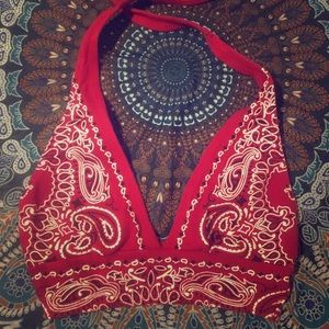 Red Paisley Crop top/Bra